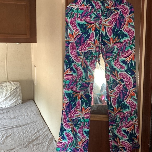 Bebop Floral Summer wide Pants tropical size xs lightweight trousers summer - Picture 3 of 5